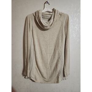 Vanity Womens Cowl Neck Sweater Lace sz XL Tunic Cream Gray